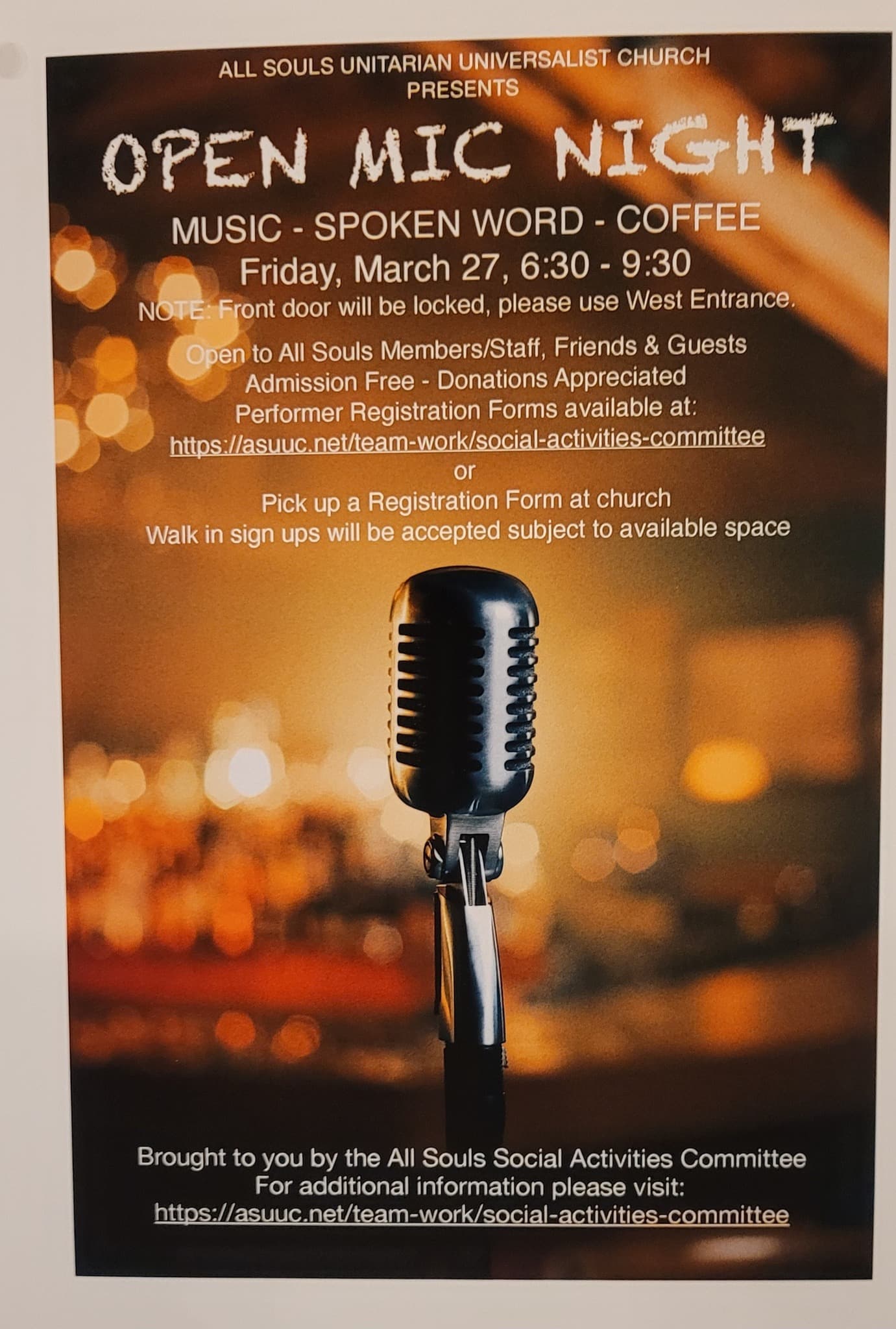 All Souls Unitarian Church - Open Mic Night